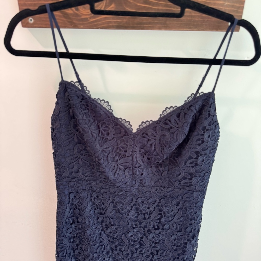 J Crew Navy Blue Guipure Lace Midi Dress Size 4 - Picture 5 of 11